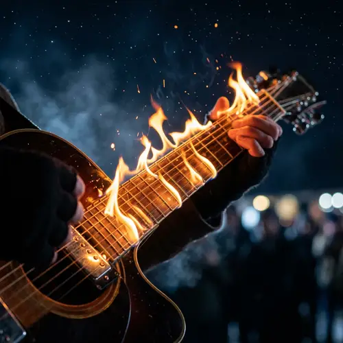 Captivating Fire Dance of Musical Instrument Strings