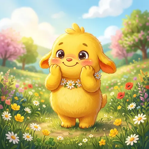 Charming Happy Yellow Character | Joyful Pose