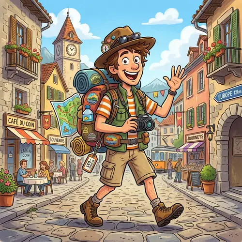 Travel Cartoon Character Adventures
