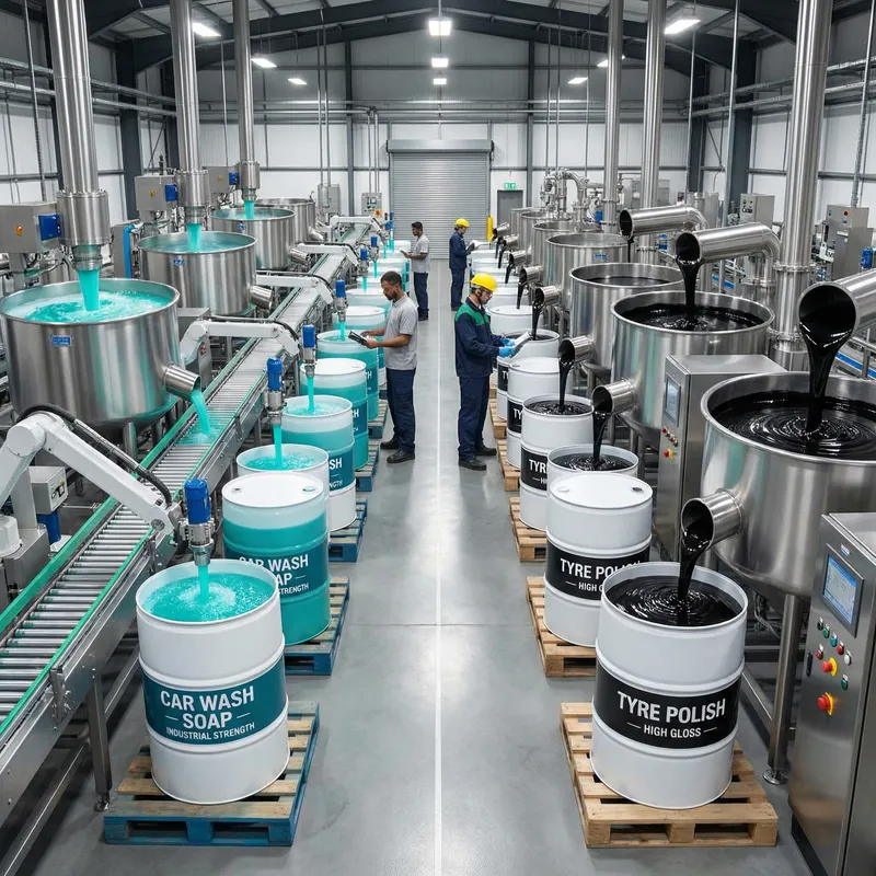 Efficient Carwash Soap & Tyre Polish Manufacturing Process