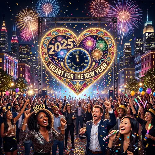 New Year's Heart: Festive Celebration of Love and Cheer