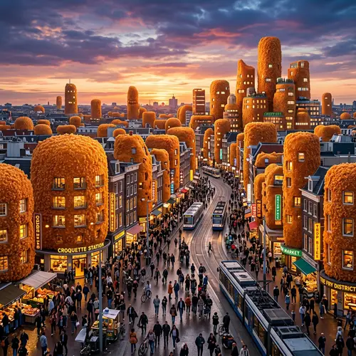 Golden Croquette Cityscape | Unique Imagery Sunset View