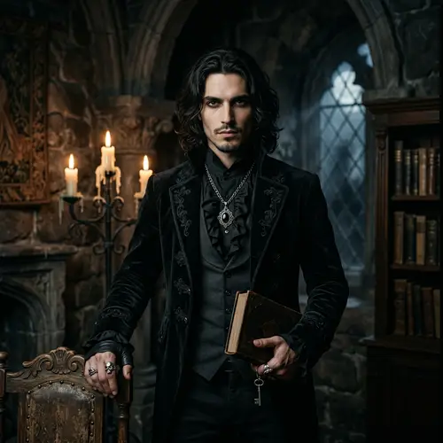 Mysterious Gothic Man in Dark Setting