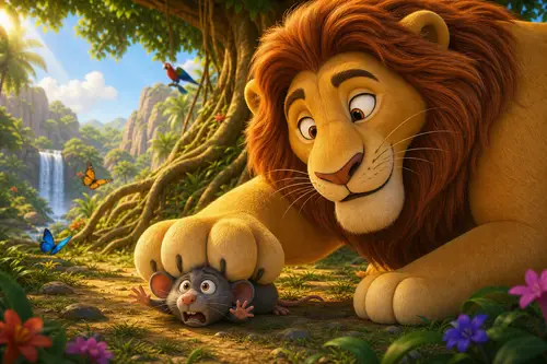 Surprising Lion Awakens in Jungle Adventure