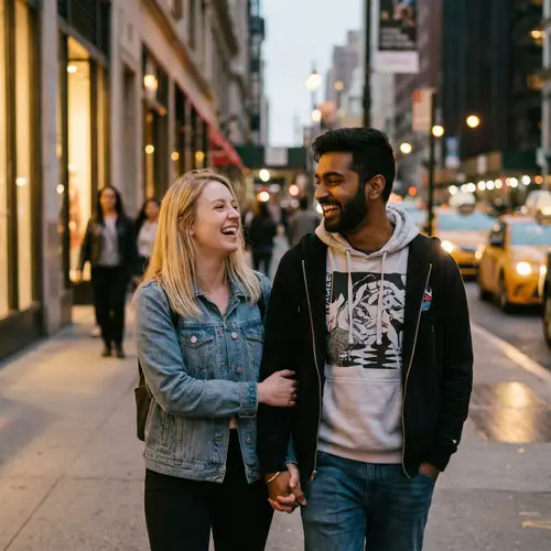 Trendy Streetwear Couple Captured in Intimate Moments