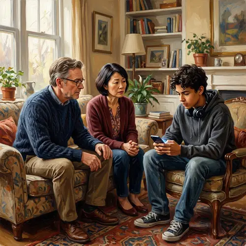 Serious Family Discussion About Teen's Smartphone Usage