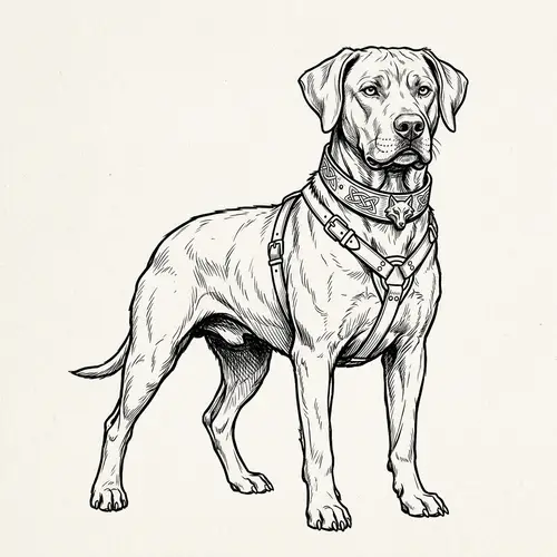 Brave Warrior Dog Line Art | Epic Tale of Heroism
