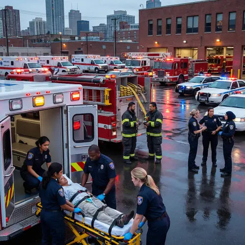 Diverse Emergency Services in Urban Setting - First Responders in Action