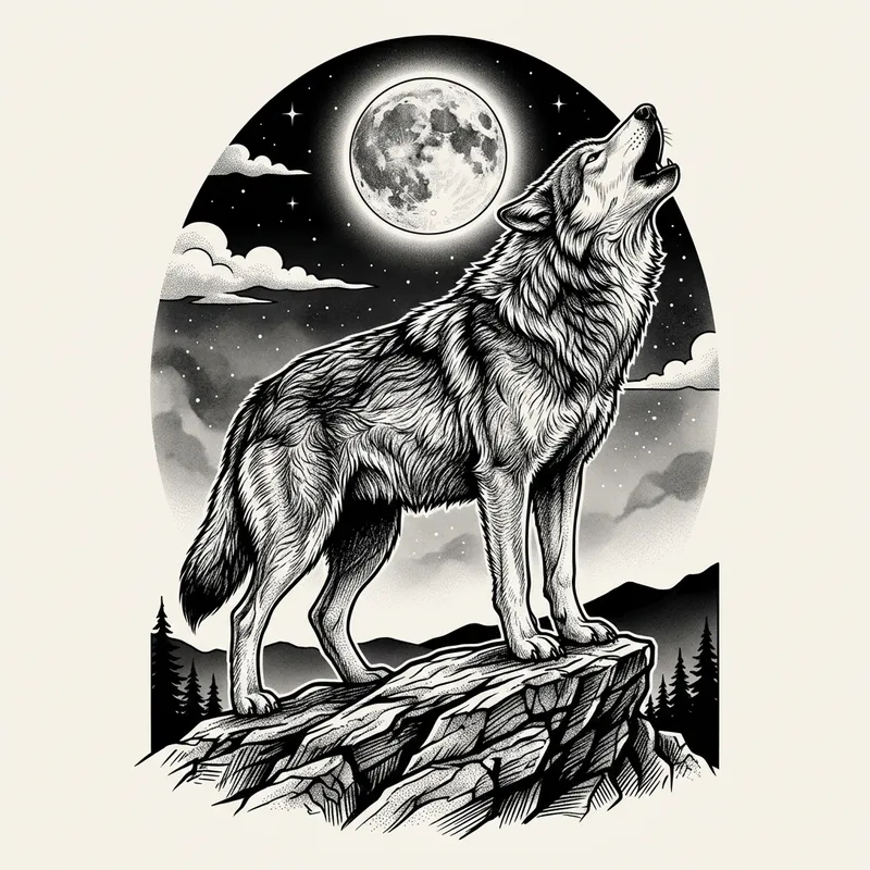 Realistic Wolf Tattoo Template Design Realistic Wolf Tattoo Template Design