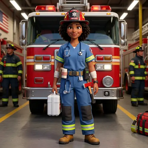 Pixar-Inspired Firefighter Nurse Face Art