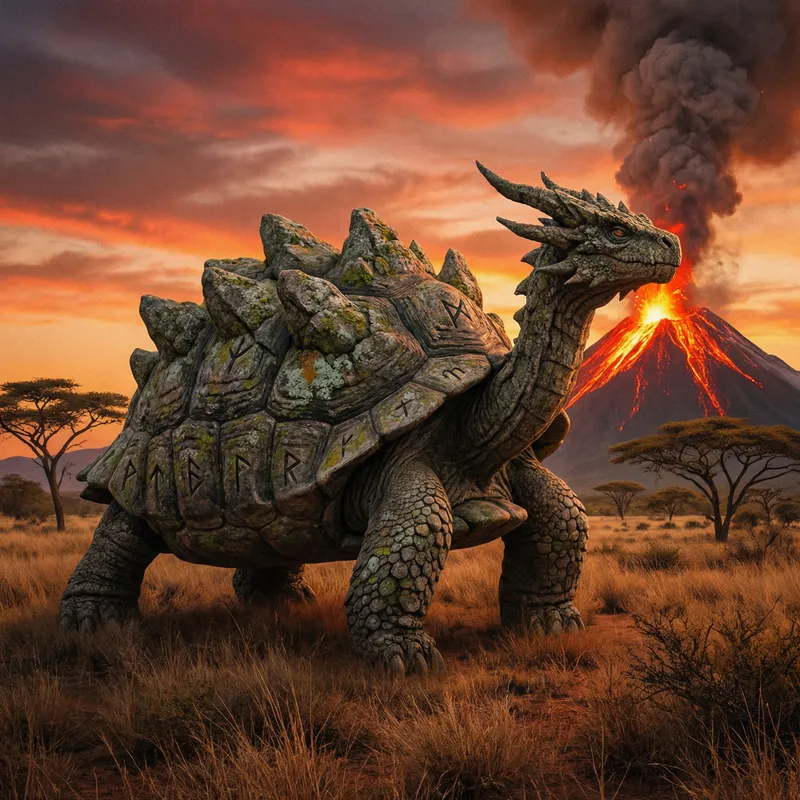 Ancient Mystical Creature in Stone Armor