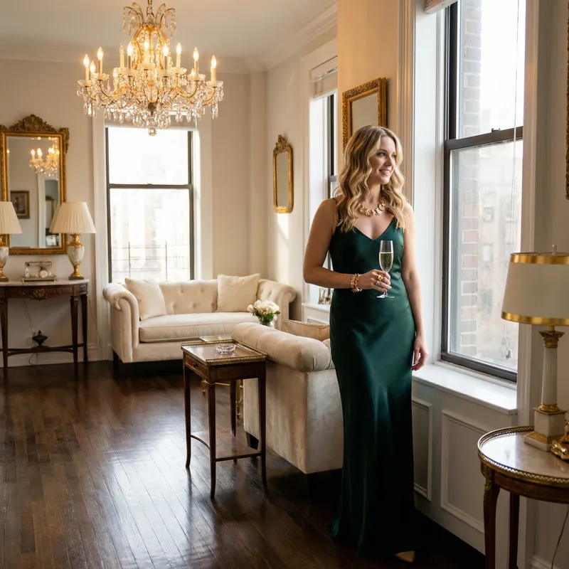Beautiful White Woman in Luxury Building