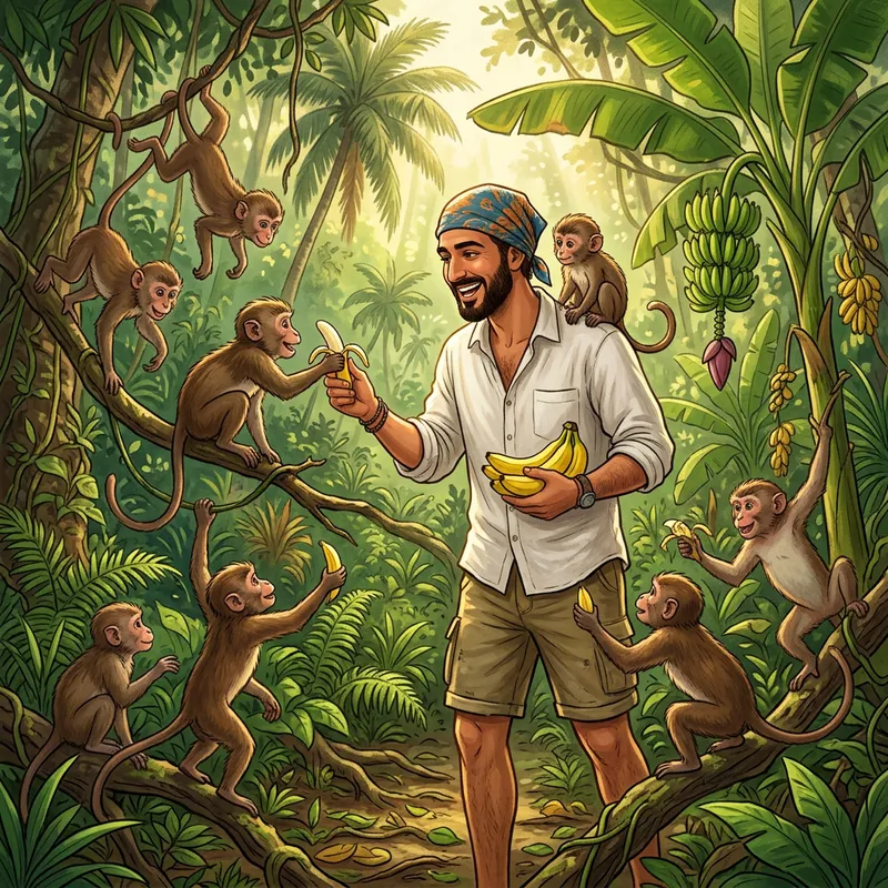 A Man with Monkeys: A Jungle Adventure Experience