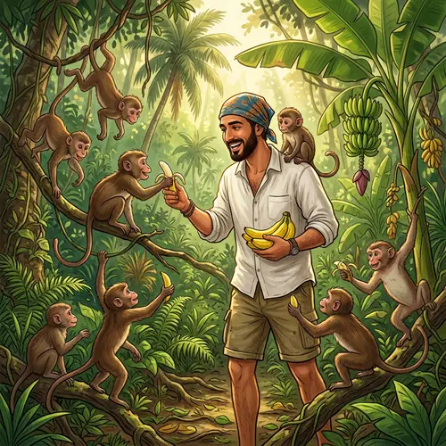 A Man with Monkeys: A Jungle Adventure Experience