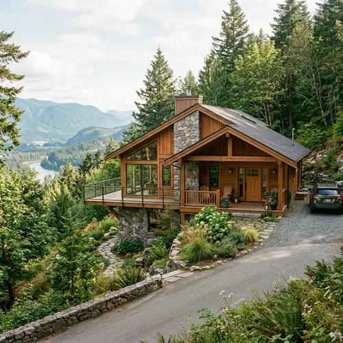 Rustic Modern Two-Storey House Design on Sloping Area