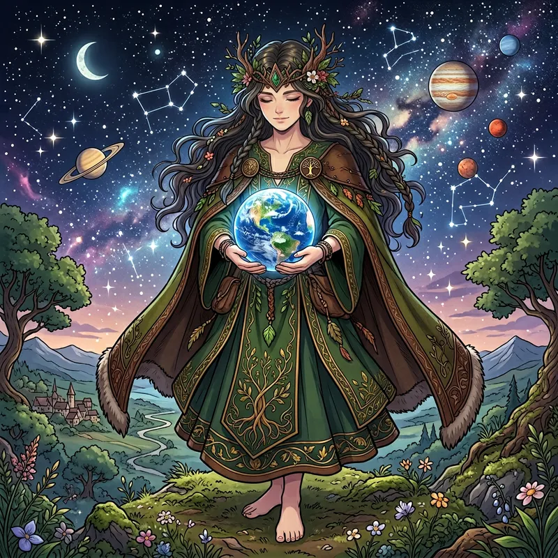 Androgynous Earth Deity: Serene Nature's Dominion Androgynous Earth Deity: Serene Nature's Dominion
