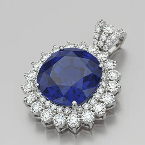 Sapphire Necklace with Diamond Surround