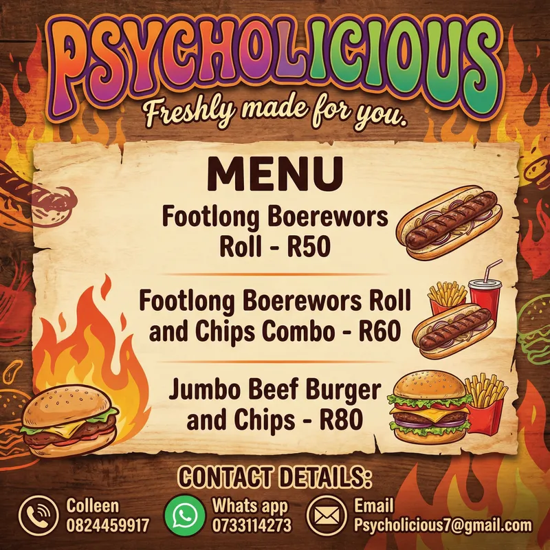 Psycholicious Menu: Freshly Made Delights