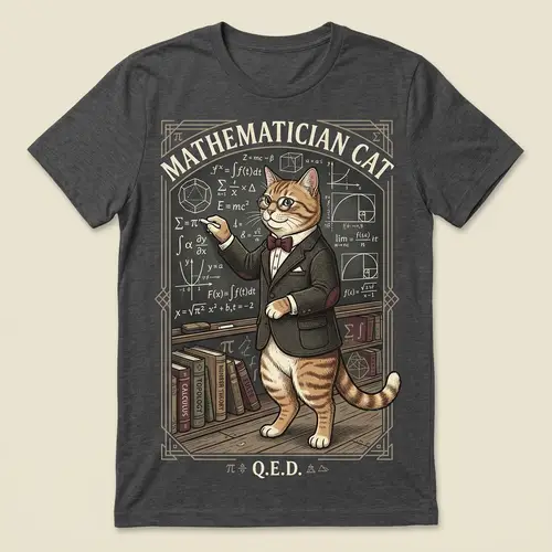 Elegant Math Cat T-Shirt Design