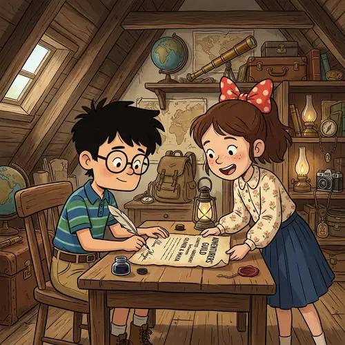 Carl and Ellie's Kids Signing Adventure Contract in Up Movie Scene