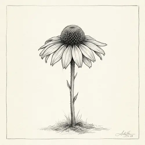 Intricate Sketch of a Resilient Flower