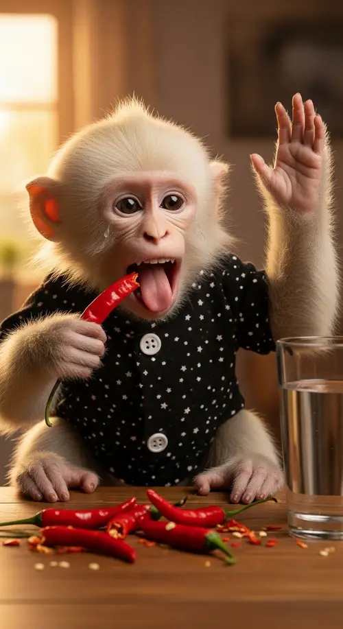 Hilarious Baby Monkey's Chili Pepper Reaction