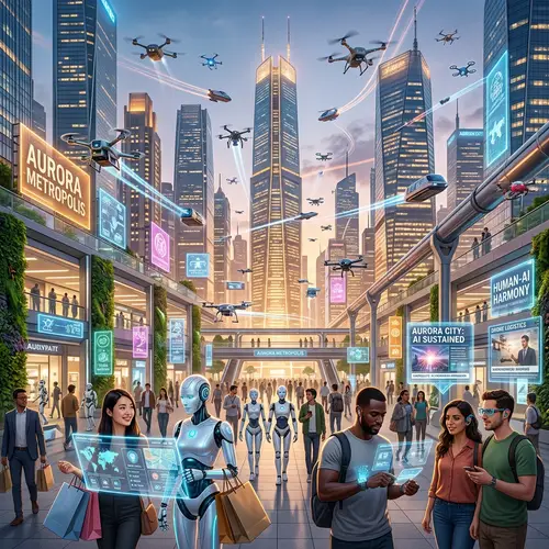 Futuristic Cityscape: Surreal Scenes of Artificial Intelligence