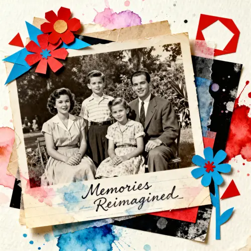 Artistic Mixed Media Collage: Vintage Meets Colorful