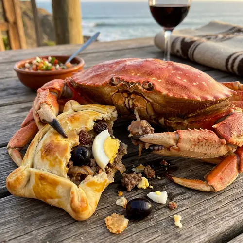 Crab Enjoying a Pino Empanada Delight