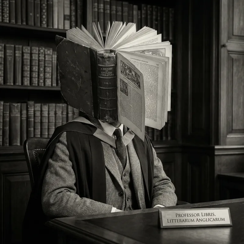 Academic Style Portrait: Person with Head Crafted from English Textbook