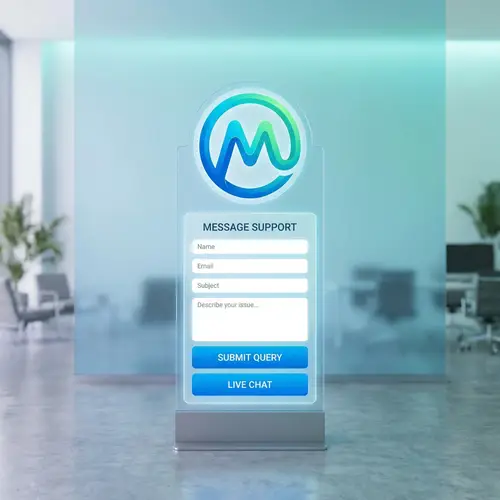 Custom 3D Messaging App Banner Design for Requests & Queries