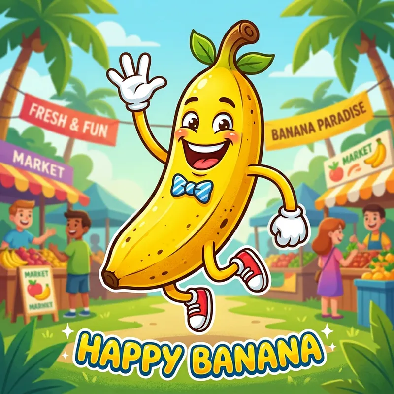 Happy Banana Cartoon Mascot - Fun & Playful Character