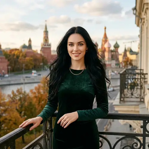 Russian Model with Black Hair and Green Eyes