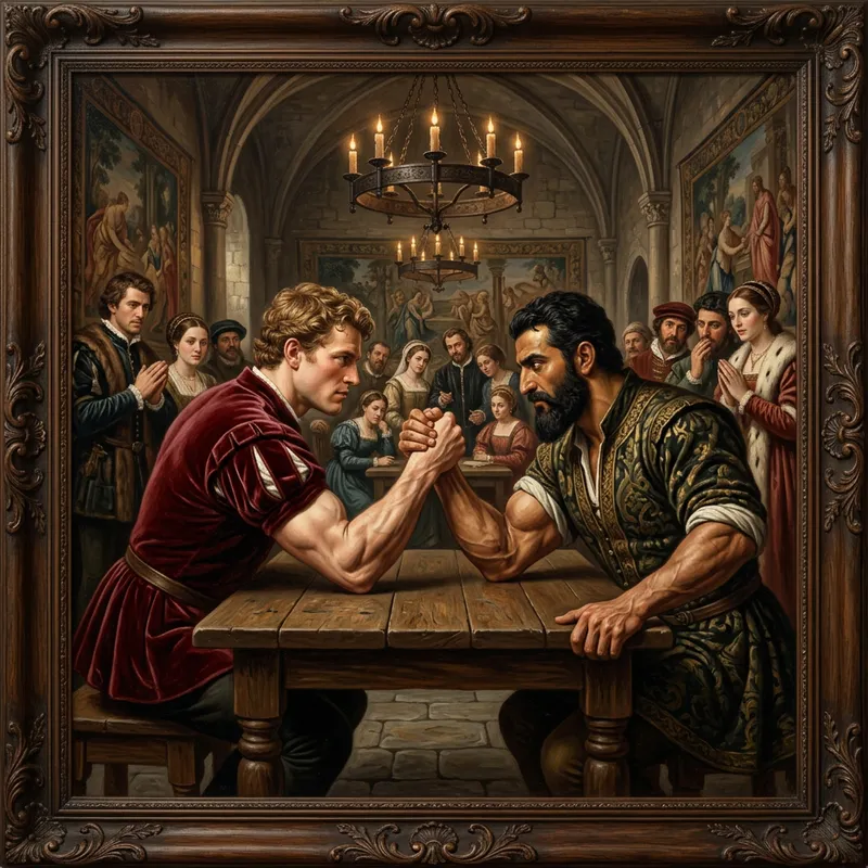 Muscular Men Renaissance Art: Arm-Wrestling Masterpiece Muscular Men Renaissance Art: Arm-Wrestling Masterpiece
