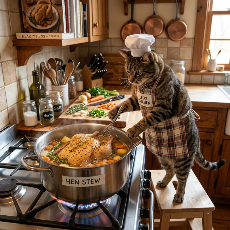 Cat Cooking Hen - A Culinary Adventure Cat Cooking Hen - A Culinary Adventure