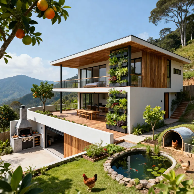 Modern U-Shaped Minimalistic House with Garden