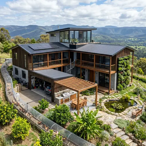 Modern U-Shaped Minimalistic House with Garden