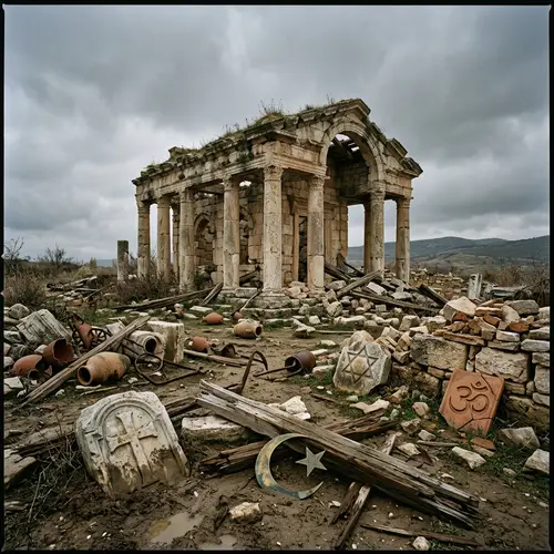 Ancient Temple in Ruins: Religious Turmoil Symbolized