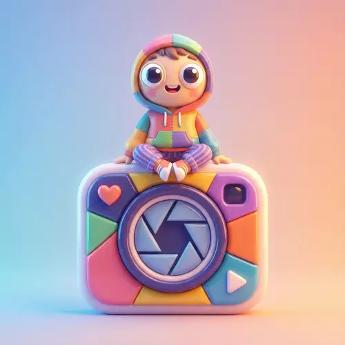 Vibrant 3D Cartoon Character on Camera Logo