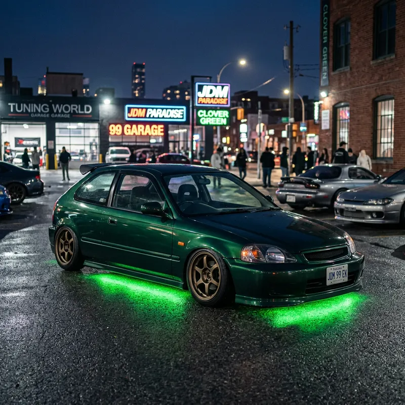 1999 Honda Civic Clover Green Metallic - Lowered & Glowing