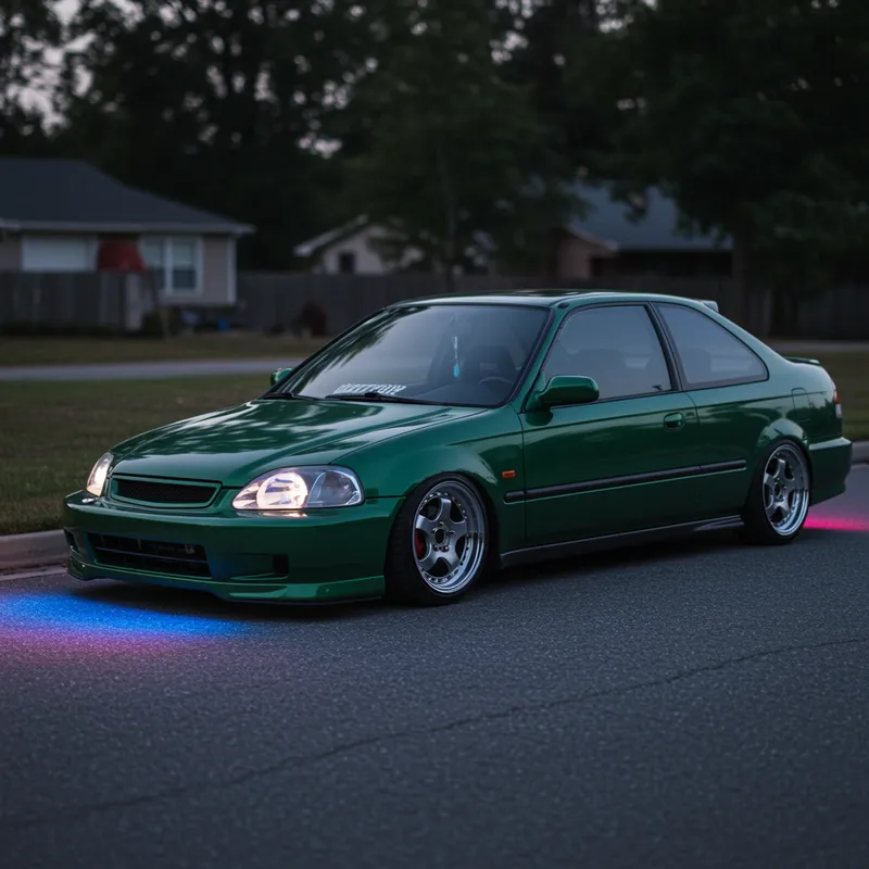 1999 Honda Civic Clover Green Metallic - Lowered & Glowing