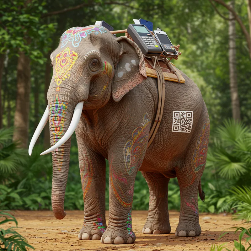 3D Indian Style Elephant with Banking Terminal