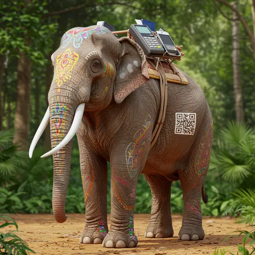 3D Indian Style Elephant with Banking Terminal