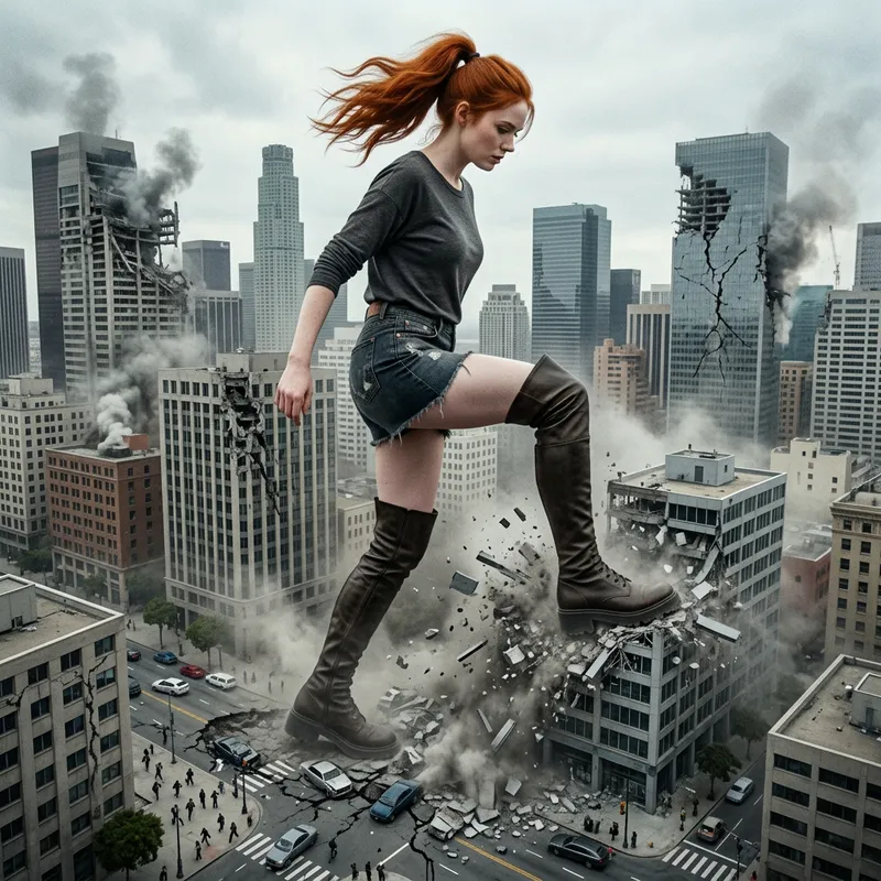 Giganta's Rampage: A City in Ruins