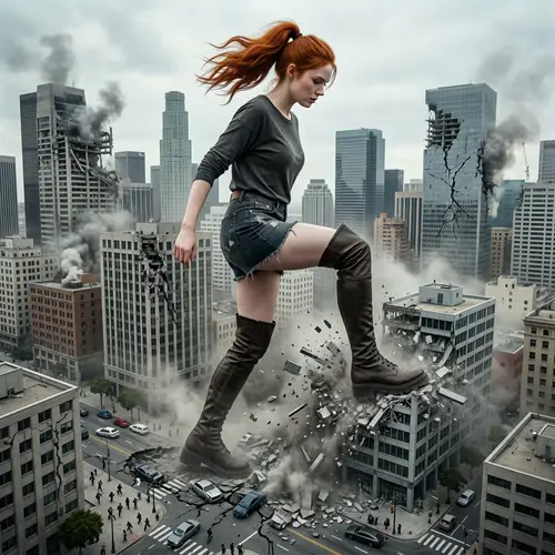 Giganta's Rampage: A City in Ruins