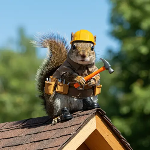 Squirrel in Roofing Uniform