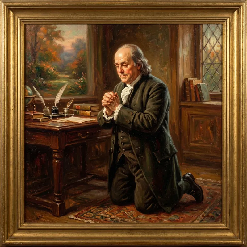 George Washington Praying in Kincaide-style Illustration