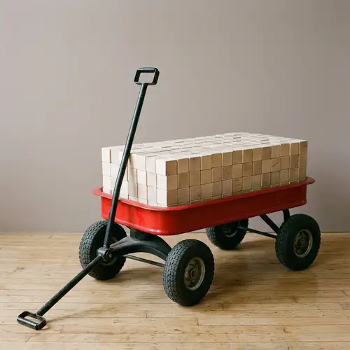 Vibrant Red Wagon with Wooden Blocks | Playful Kids Toy