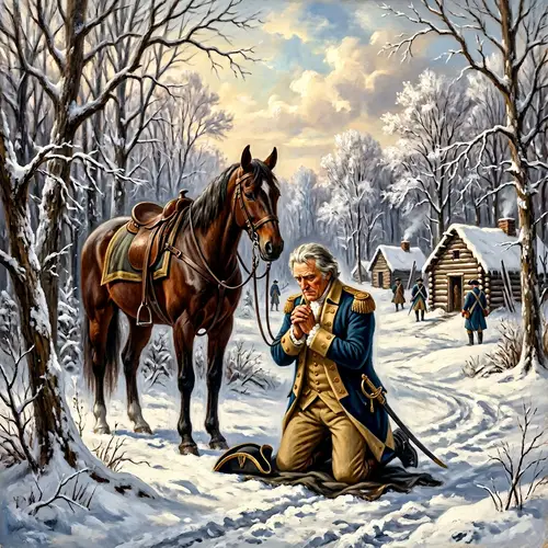 George Washington Kneeling at Valley Forge Painting