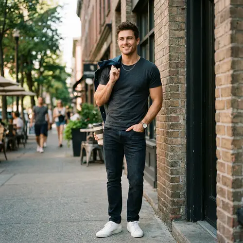 Attractive Caucasian Man with Muscular Build